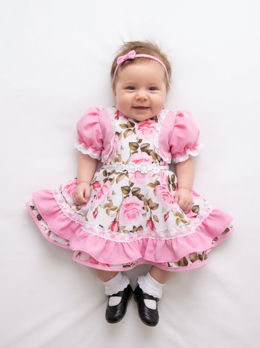 Vestido de Cueca para Bebé – TALLA 0 ( 0 a 6 meses) Rosado