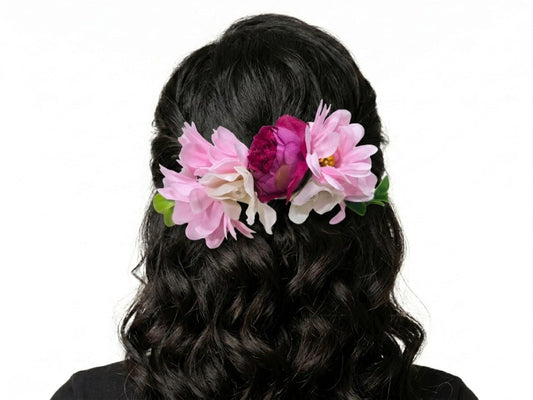 Tocados Cuequeros de Flores – Cintas y Peinetas Folclóricas para Fiestas Patrias BLANCO ROSA