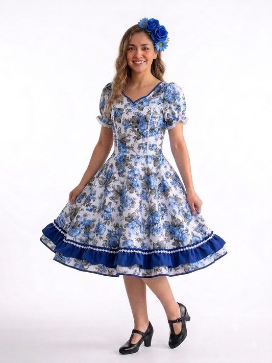 Vestido de Cueca Juvenil – Traje Típico de China TALLA 14 Azul Celeste