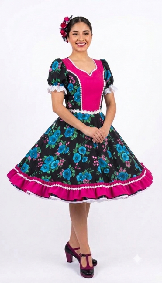 Vestido de Cueca TALLA Standar Tela Sofia Elasticada Rojo Azulado
