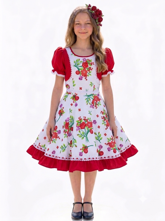 Vestido de Cueca para Niña – TALLA 12 Rojo