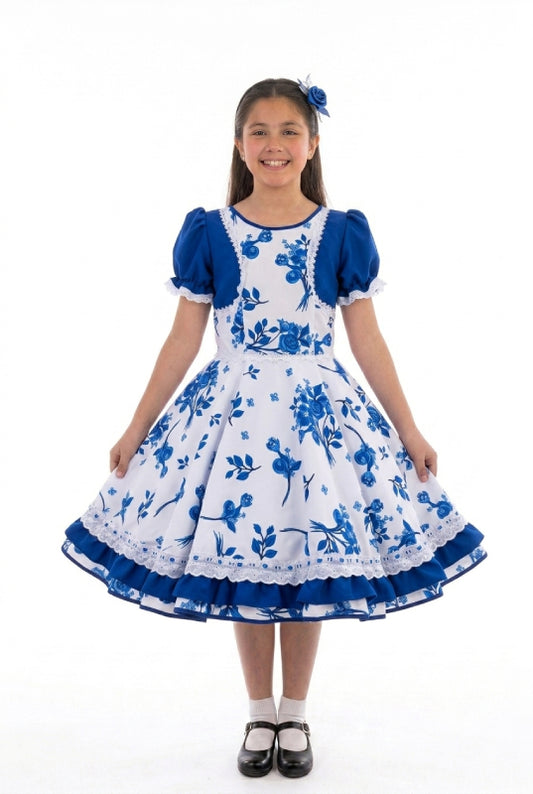 Vestido de Cueca para Niña – Traje Típico de China Infantil TALLA 12 AZUL