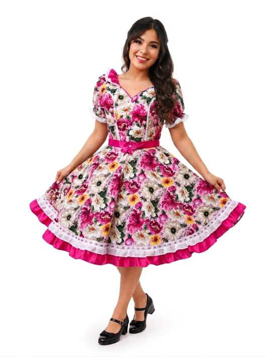 Vestido de Cueca Juvenil – Traje Típico de China TALLA 14 FUCSIA