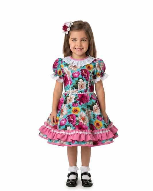 Vestido de Cueca para Niña – Traje Típico de China Infantil TALLA 4 FUCSIA