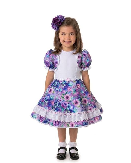 Vestido de Cueca TALLA 4 Traje Típico de China Infantil Purpura Blanco
