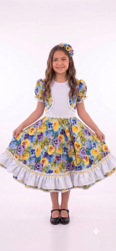 Vestido de Cueca para Niña Talla 8 Pensamiento Blanco