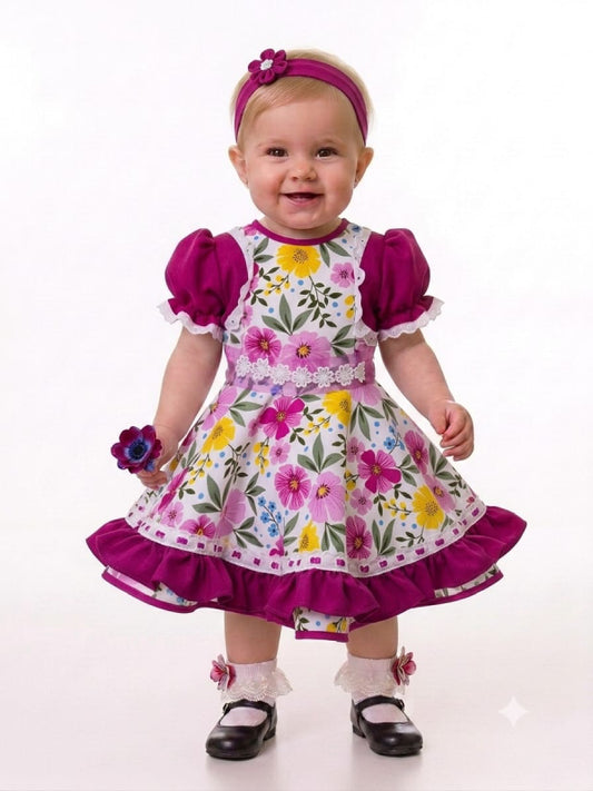 Vestido de Cueca Talla 1 – Fucsia Floreado