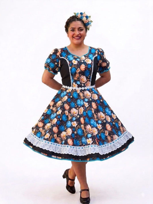 Vestido de Cueca TALLA XL Negro Azulado