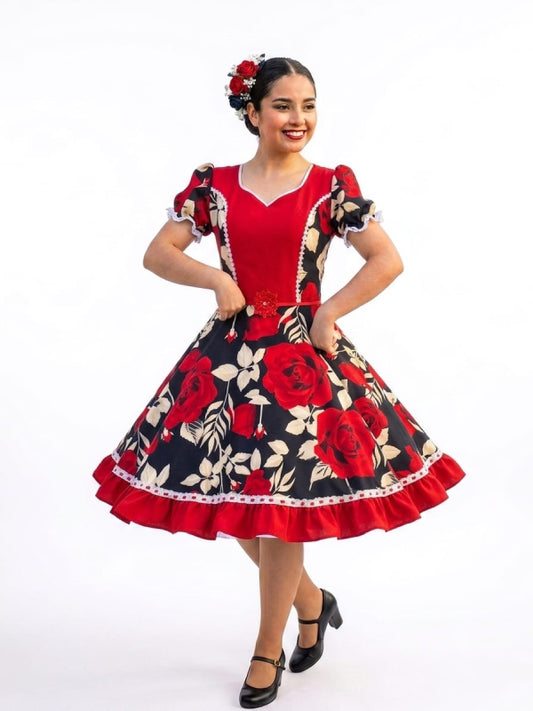 Vestido de Cueca TALLA Standar Tela Sofia Rojo