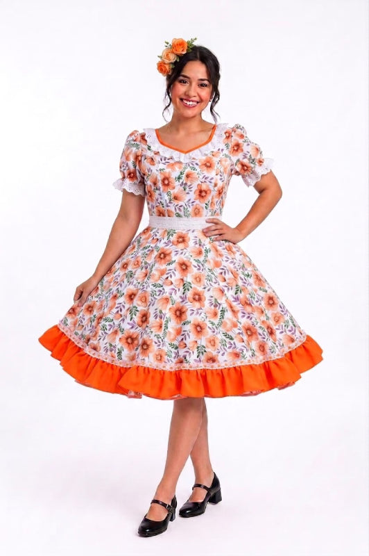 Vestido de Cueca TALLA 16 – Traje Típico de China Naranjo
