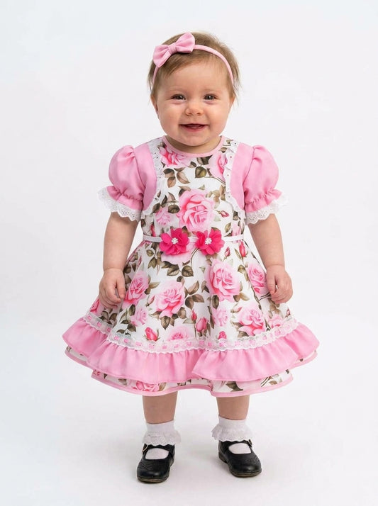 Vestido de Cueca Talla 1 – Flor Fucsia
