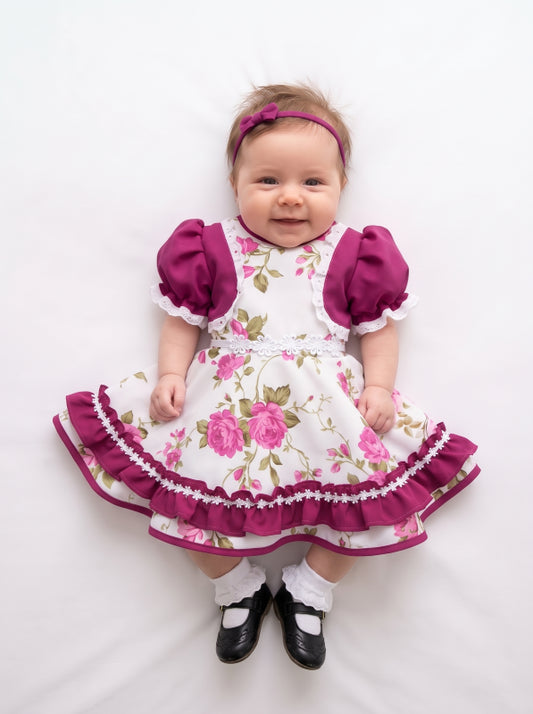 Vestido de Cueca para Bebé – TALLA 0 ( 0 a 6 meses)Fucsia