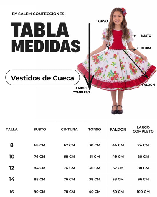 Vestido de Cueca para Niña – Traje Típico de China Infantil TALLA 8 Azul