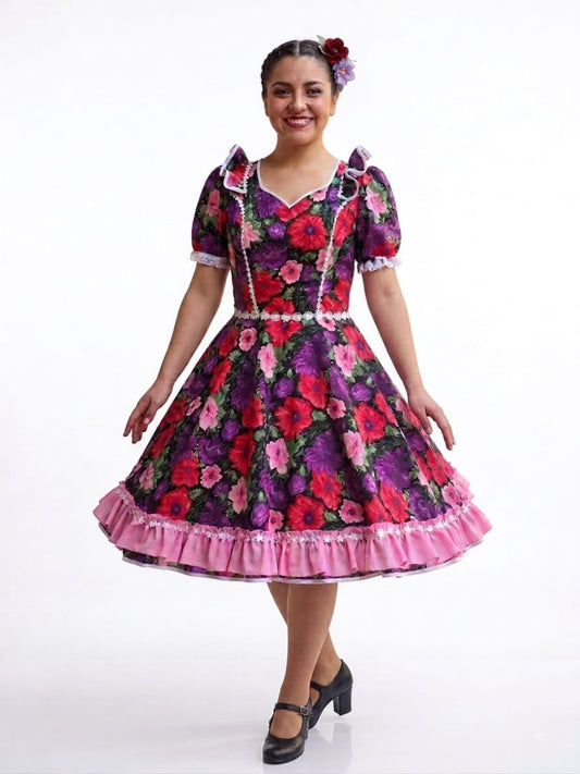 Vestido de Cueca TALLA M – Traje Típico de China PURPURA