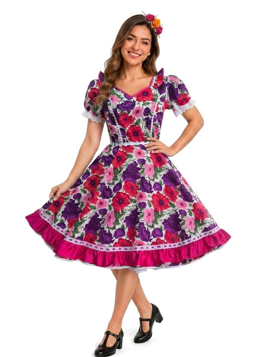 Vestido de Cueca TALLA S – Traje Típico de China Blanco Purpura