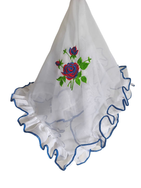 Pañuelo de Cueca Tradicional AZUL REY CON ROJO