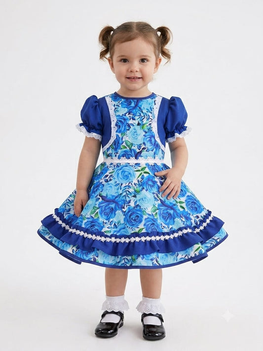 Vestido de Cueca TALLA 2 AZULINO