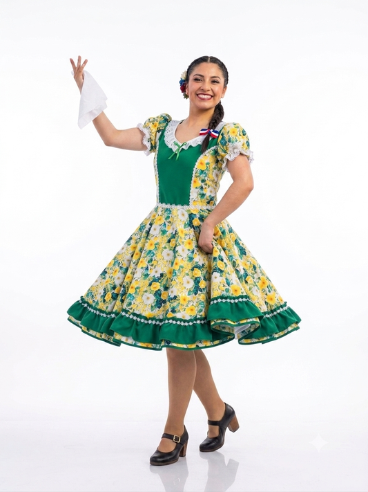Vestido de Cueca Juvenil – Traje Típico de China TALLA 14 Verde