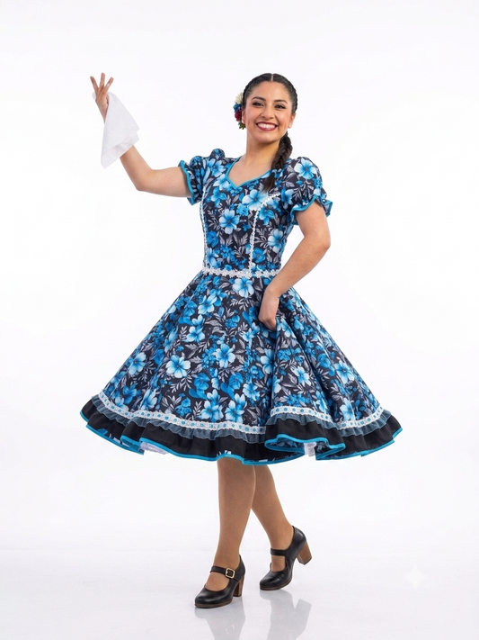 Vestido de Cueca Juvenil – Traje Típico de China TALLA 14  Azul Marino