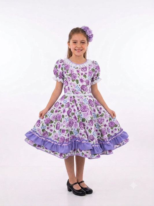 Vestido de Cueca para Niña – TALLA 10 Lila