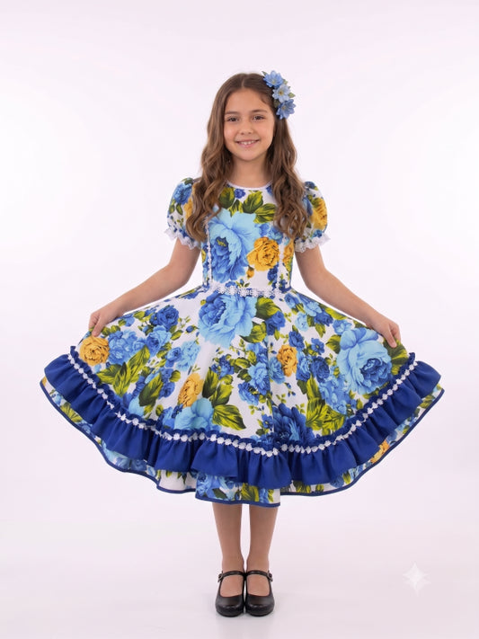 Vestido de Cueca para Niña – Traje Típico de China Infantil TALLA 8 AZUL