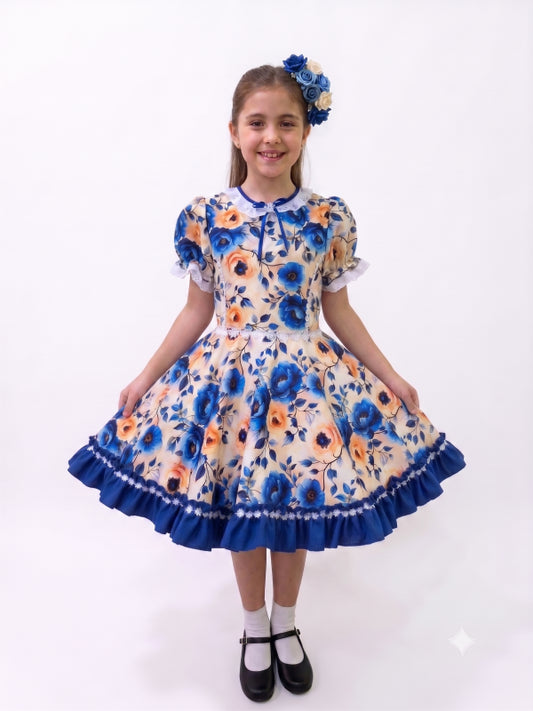 Vestido de Cueca para Niña – Traje Típico de China Infantil TALLA 10 AZUL