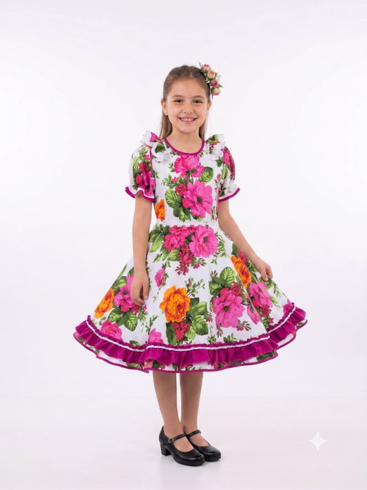 Vestido de Cueca para Niña – Traje Típico de China Infantil TALLA 10 FUCSIA
