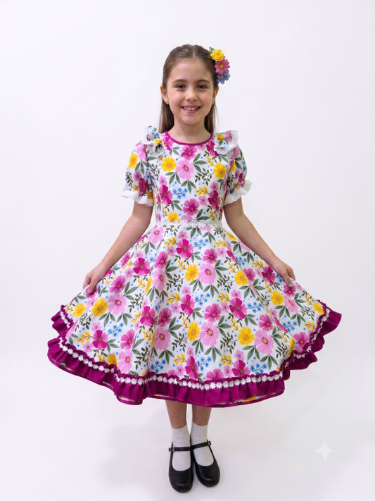 Vestido de Cueca para Niña – Traje Típico de China Infantil TALLA 10 FUCSIA
