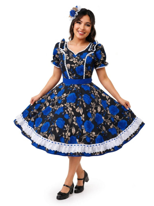 Vestido de Cueca Juvenil – Traje Típico de China TALLA 14 AZULINO