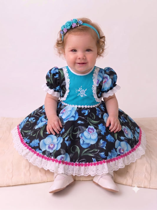 Vestido de Cueca para Bebé – Traje Típico de China Infantil TALLA 0 AZUL VERDE