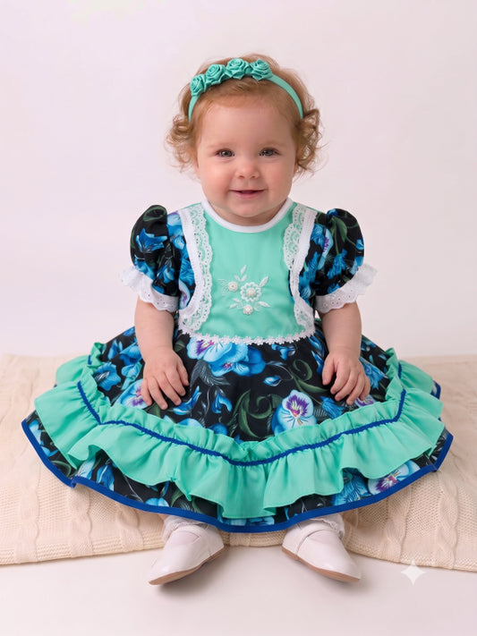 Vestido de Cueca para Bebé – Traje Típico de China Infantil TALLA 0 VERDE