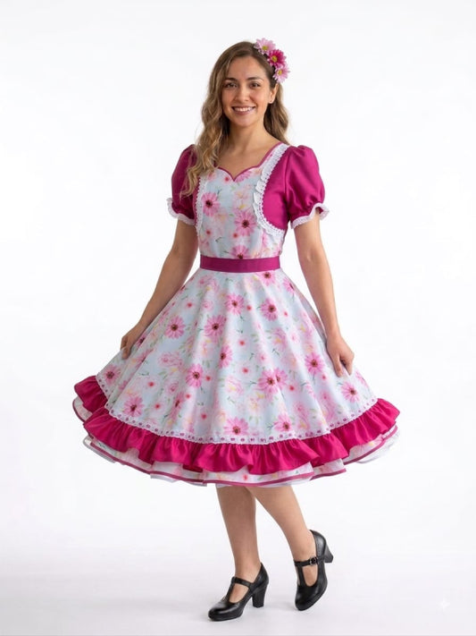 Vestido de Cueca TALLA 16 – Traje Típico de China Rosa Pastel
