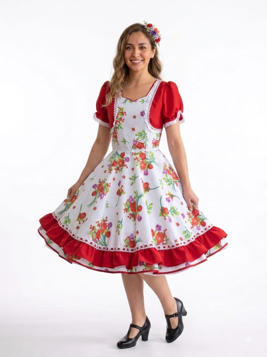 Vestido de Cueca TALLA 16 – Traje Típico de China blanco rojo
