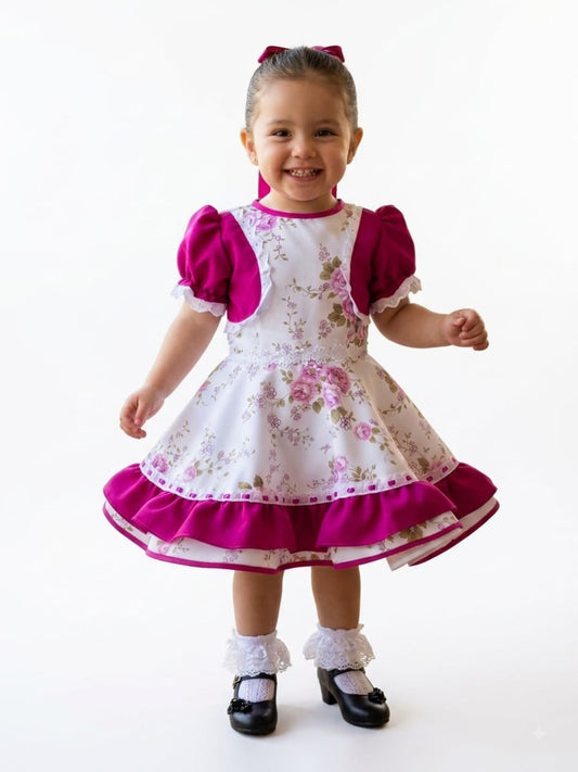 Vestido de Cueca TALLA 2 Fucsia Pastel