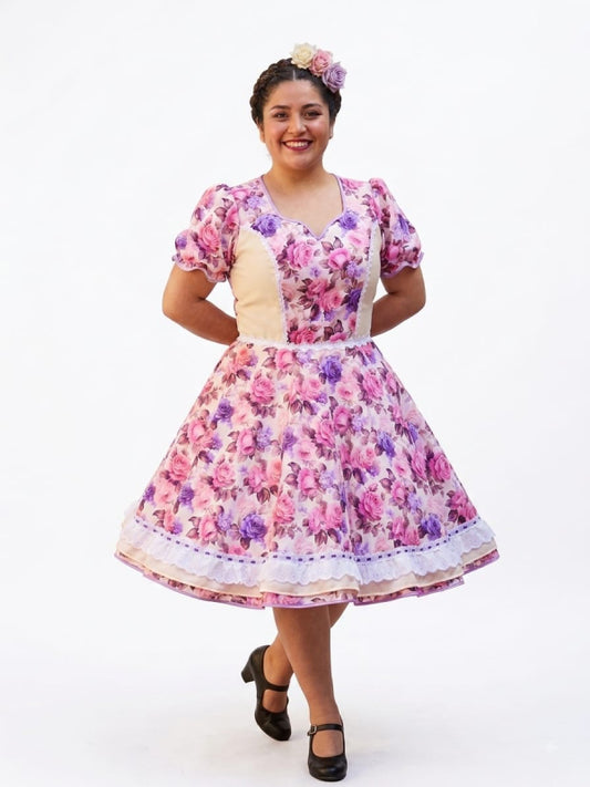 Vestido de Cueca TALLA XL Crema Pastel