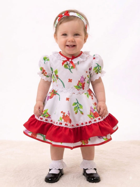 Vestido de Cueca Talla 1  Rojo Blanco