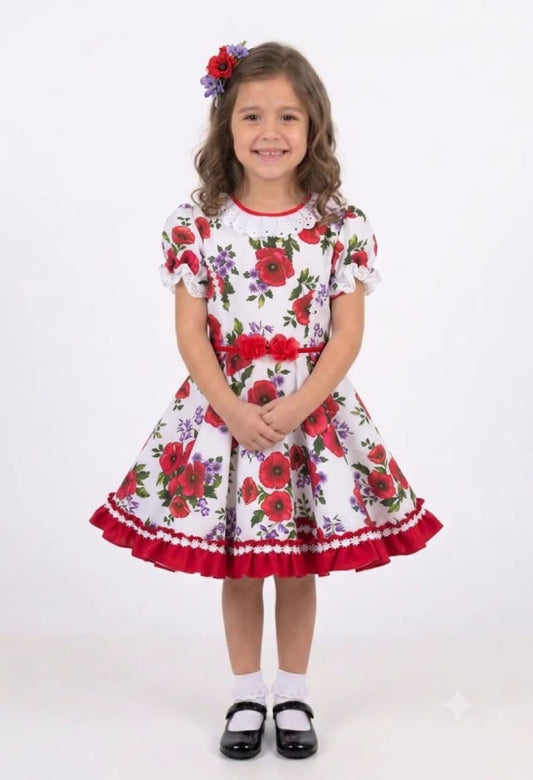 Vestido de Cueca para Niña Talla 6 Rojo Lacito