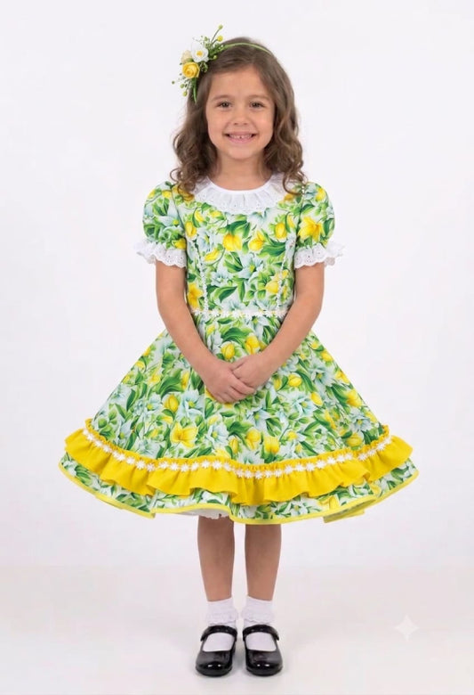 Vestido de Cueca para Niña Talla 6 amarillo