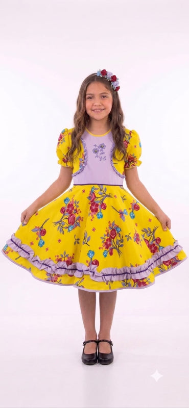 Vestido de Cueca para Niña Talla 8 amarillo