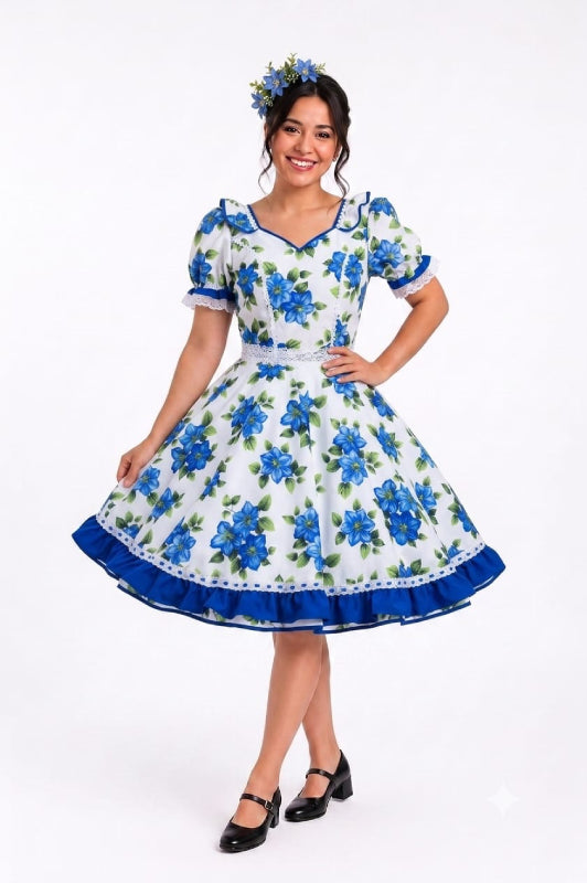 Vestido de Cueca TALLA 16 – Traje Típico de China Azul Rey